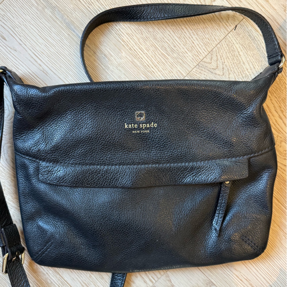Kate Spade Black Leather Messenger Bag